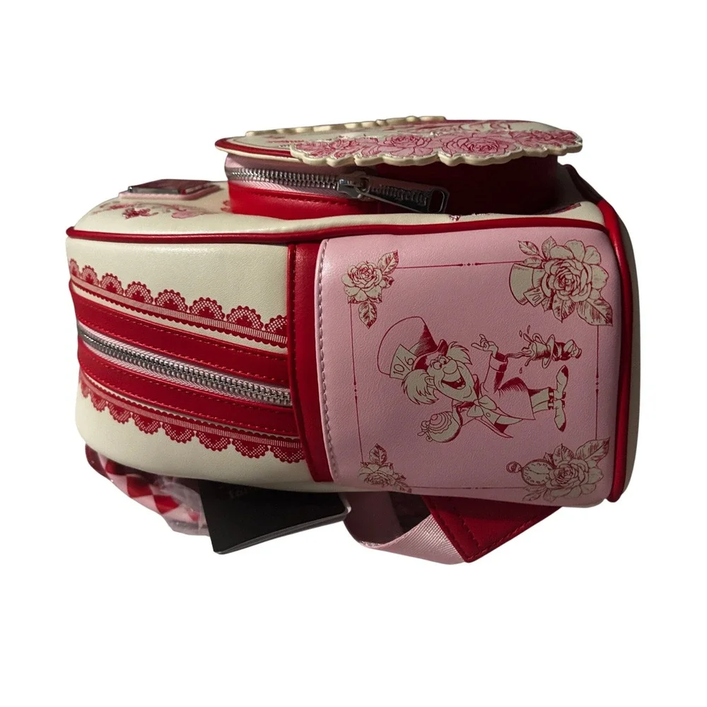 Disney Loungefly Alice in Wonderland Curiouser Sketch Scented Mini Backpack Red